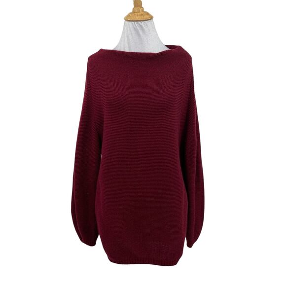 The Reset R Label Sweater Womens M Medium Ruby Ribbed Wool Cashmere Oversized - Picture 1 of 14
